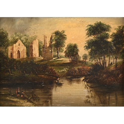261 - British School, 19th century - Lincluden Abbey, oil on canvas, 24.5 x 34cm