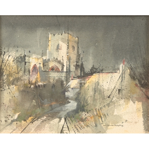 262 - William Selwyn (b. 1933) - Ael Y Garth, Caernarfon, Wales, St Peblig's Church in the background, sig... 