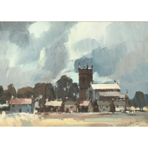 262 - William Selwyn (b. 1933) - Ael Y Garth, Caernarfon, Wales, St Peblig's Church in the background, sig... 