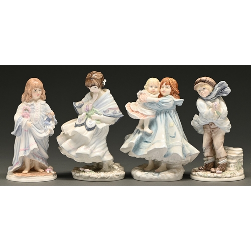 78 - Two Coalport and two Royal Worcester figures of children, late 20th c, to include Love, Lullaby and ... 
