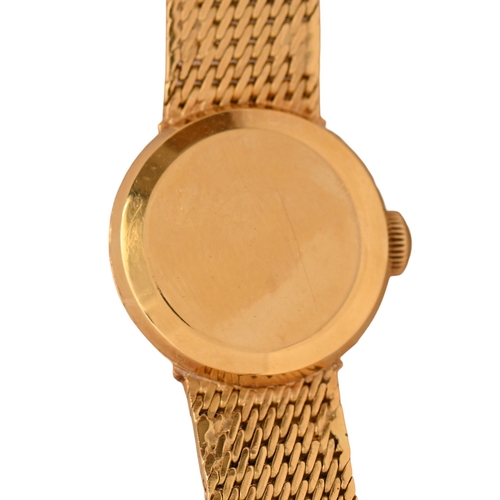 26 - An Omega 18ct gold wristwatch, Ladymatic, 1.8cm diam, on maker's 18ct gold tapered bracelet, 30g... 