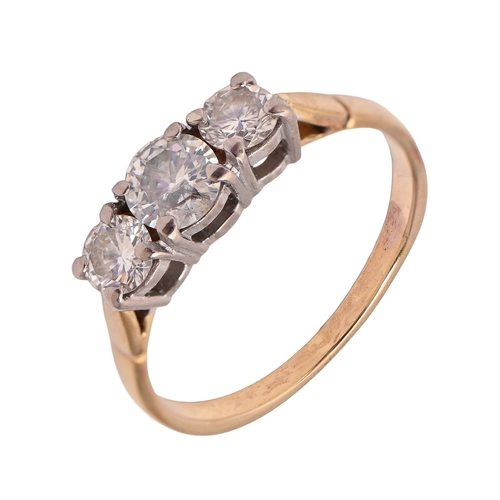 43 - A diamond ring, with old cut diamonds, gold hoop, 3.1g, size M