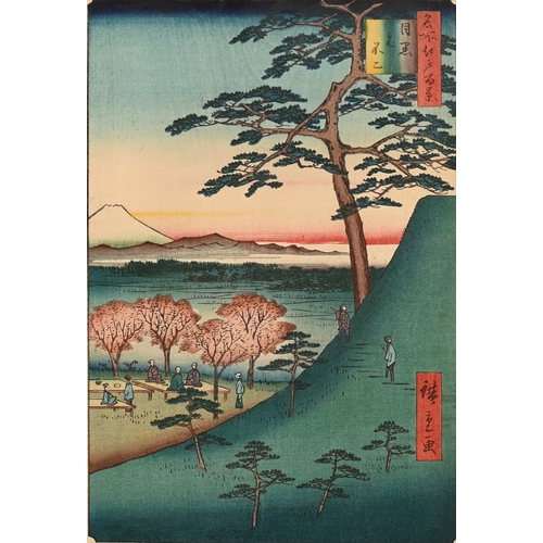 546 - Ando Hiroshige (1797-1858) - Mt Fuji of Meguro, oban tate-e, from the Hundred Famous Views of Edo, w... 