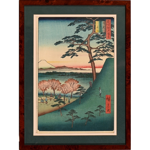 546 - Ando Hiroshige (1797-1858) - Mt Fuji of Meguro, oban tate-e, from the Hundred Famous Views of Edo, w... 