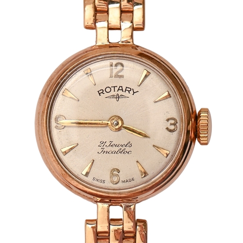 62 - A Rotary 9ct gold lady's wristwatch, 1.9cm diam, London 1963, on later associated gold bracelet, unm... 
