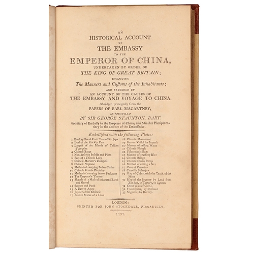 50 - China. Macartney (George, 1st Earl of) & Staunton (Sir George, Baronet), An Historical Account o... 