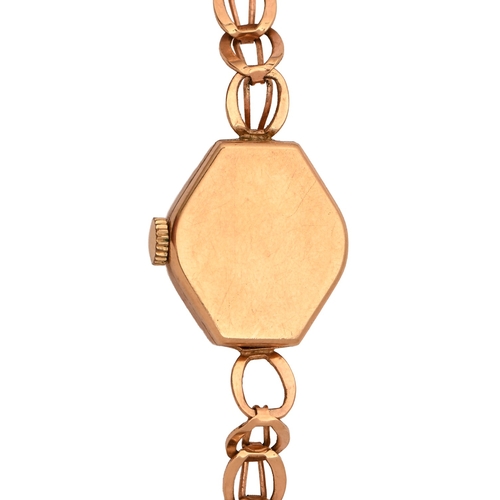 36 - A Regency 9ct gold lady's wristwatch, 1.6 x 1.9cm, on 9ct gold bracelet, 11.6g