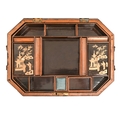 A Chinese export gilt black lacquer sewing box, early 19th c, of ...
