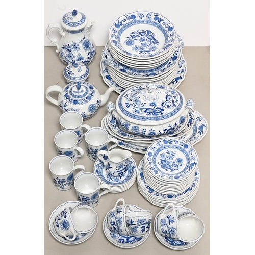 A Hutschenreuther blue and white Onion pattern tea and dinner service ...