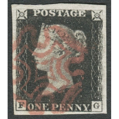 12 - 1d Intense Black (FG) Plate 1b - Very fine used
 4 good margins to large margins-Fine Red MX