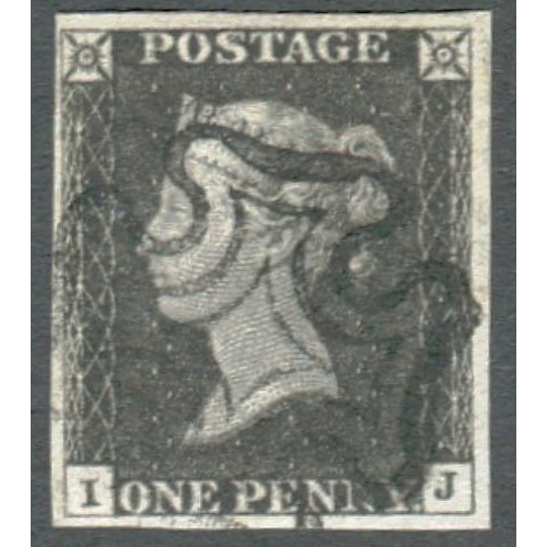 15 - 1d Black (IJ) Plate 1b-Very fine used cancelled by a neat Black MX- 
4  well clear to large margins