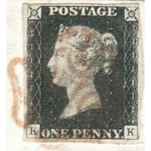 18 - 1d Black (KK) Plate 1b used on env from Stroud showing both
 Stroud Town CDS and Stroud Penny Post o... 