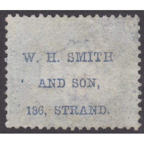 218 - 2d Blue Plate 14 with W.H.Smith & Son underprint (excellent clearly legible print)
Very lightly used... 