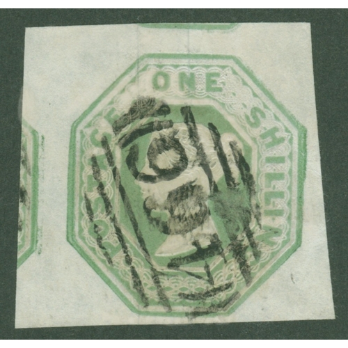 220 - 1/- Pale Green  Die 2 with 4 good to wide/huge margins
Odd faintish soil but generally fine and impr... 