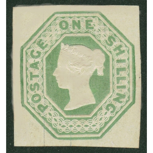 223 - 1847-54 1/- Green Embossed (Die 2) - An exceptional stamp with 4 wide/large margins
and excellent  c... 