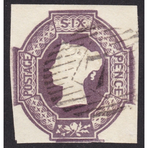 228 - 1847-54 6d Purple Embossed Fine neatly used with 4 good to wide
margins - difficult as such.  SG.59 ... 