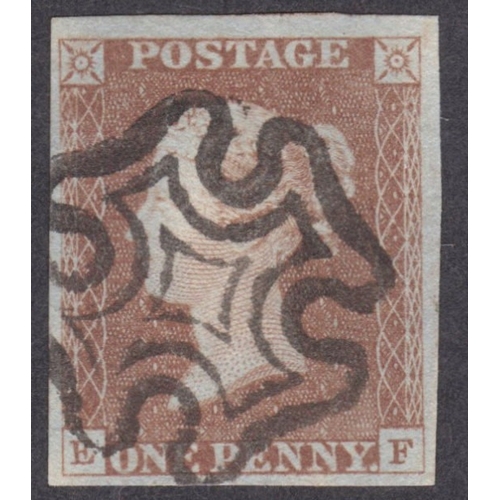 28 - 1d Red (EF) Plate 2 Very fine used cancelled by a fine 
- 4 Good to large margins- Cat £325