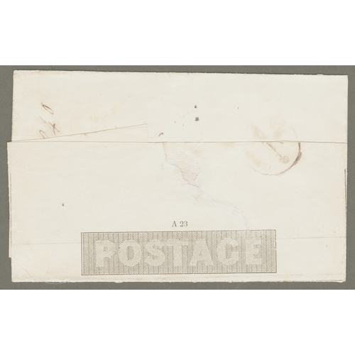 3 - 1d Mulready Letter Sheet (A23) used on 9th May 1840- Dated CDS on reverse
 but indistinct though jus... 