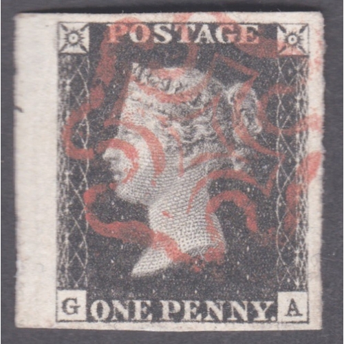 40 - 1d Black (GA) Plate5 - Very fine used cancelled by a fine Red MX-
 4 good to huge margins