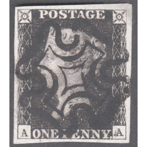 46 - 1d Black (AA) Plate 6- Fine neatly used cancelled by a fine Black MX
  4 good margins