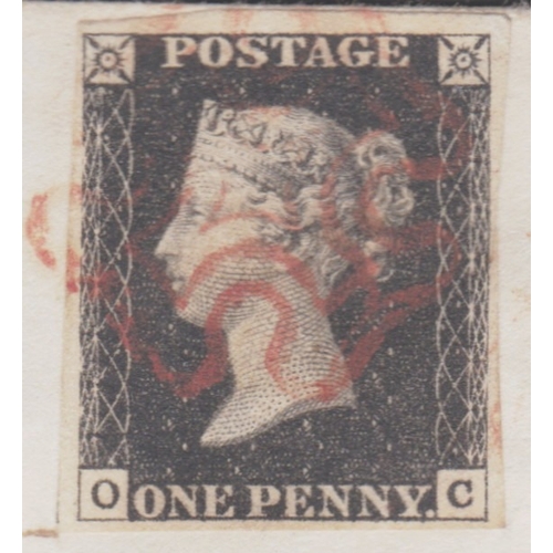 47 - 1d Black (OC) used on small attractive env from Windsor (town CDS+ Boxed No.2 on front)
-Stamp with ... 