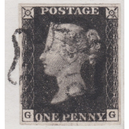 57 - 1d Black (GG) Plate 8 used on cover showing a fine Southwold  Penny Post beside stamp
 which has 4 g... 