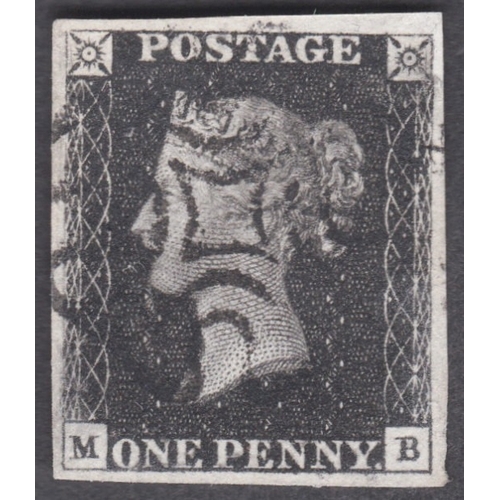 60 - 1d Black (MB) Plate 9- Fine nealty used cancelled by a neat light Black MX
4 good margins