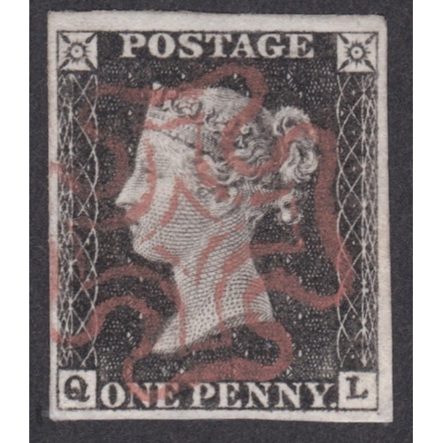 9 - 1d Black (QK) Plate 1a with Inverted Wk-
Superb used in quite an early stage- 4 good to large margin... 