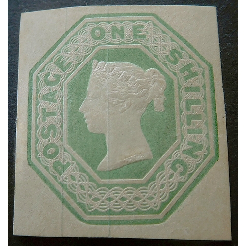 223 - 1847-54 1/- Green Embossed (Die 2) - An exceptional stamp with 4 wide/large margins
and excellent  c... 