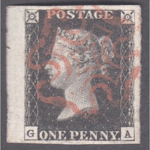 40 - 1d Black (GA) Plate5 - Very fine used cancelled by a fine Red MX-
 4 good to huge margins