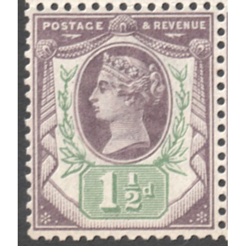 245 - 1887-92 1.1/2d Jubilee mint block of 4 - lower left stamp showing
the deformed leaf variety- Fine Un... 