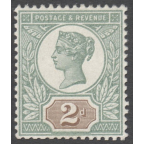 247 - 1887-92 Jubilee 2d Colour trial in green with duty plate in Brown
Fine Unmounted Mint  Cat £1000