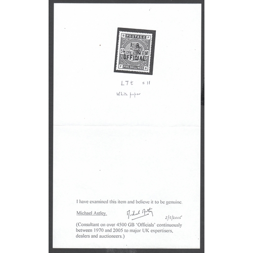 263 - 1892- 1901 5/- Rose on white paper overprinted IR OFFICIAL-Specimen
Superb  mint with excellent orig... 