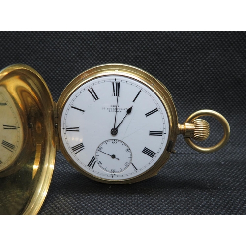 14 - 18ct gold full Hunter pocket watch with minute repeater by Dent of London fully HM