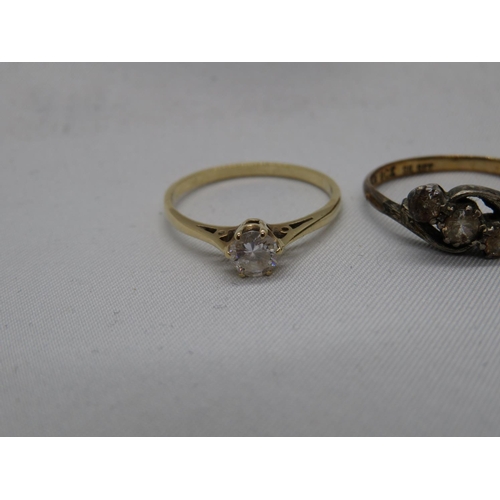 150 - 9ct and CZ ring 1.2g size N and 1x size L gold and silver ring