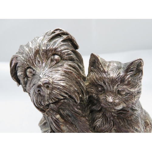 153 - Marked 925 silver Scottie dog with kitten 248g