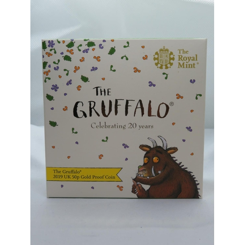 162 - Gruffalo 2019 UK 50p gold proof coin boxed with papers