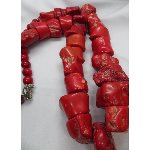 163 - Very heavy red coral necklace - original coral 660g