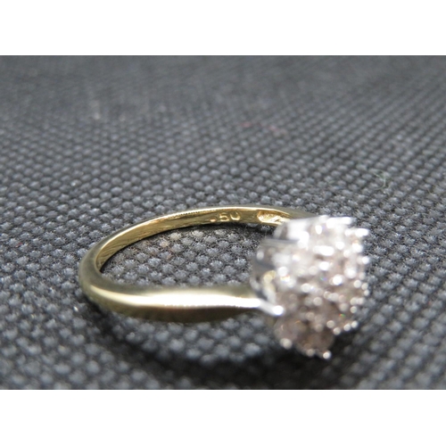 174 - 18ct yellow gold and diamond cluster ring .5ct diamonds