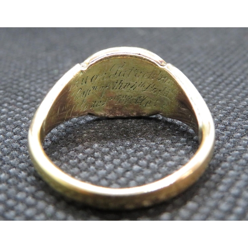 189 - Very high carat gold ring with 1carat old cut diamond from Cpt. Hugh Patrickson captain of 4th Light... 