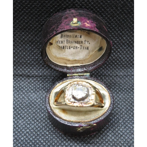 189 - Very high carat gold ring with 1carat old cut diamond from Cpt. Hugh Patrickson captain of 4th Light... 