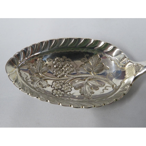 202 - Sheffield 1899 heavily decorated fruit spoon 66g