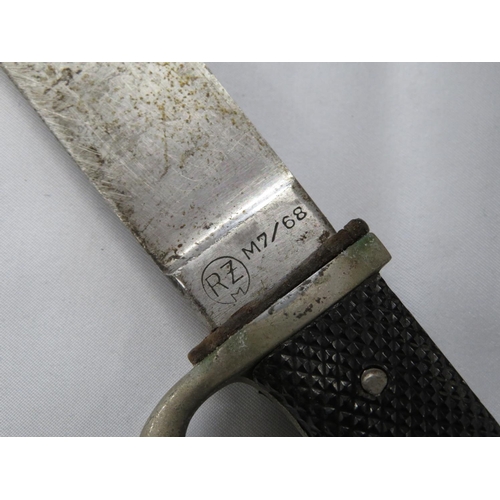 217 - Hitler Youth dagger with metal and leather sheath RZM7/68 maker - slight damage to handle - see phot... 