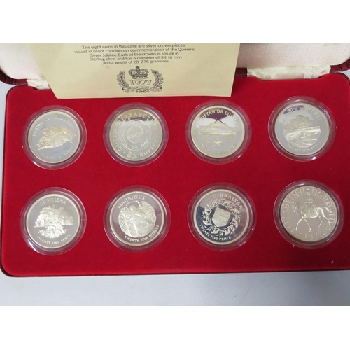 225 - Spink and Son set of 8x coins silver crown pieces issued in proof condition to commemorate Silver Ju... 