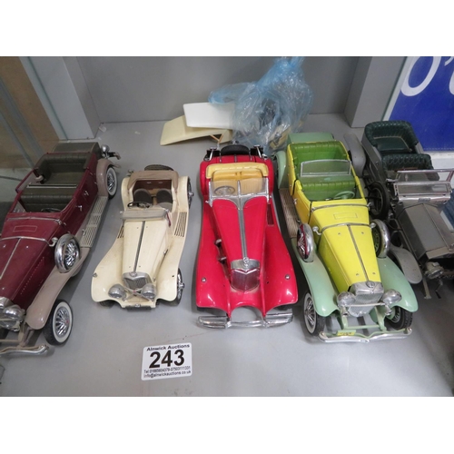 243 - Large die cast Franklin Mint 5x open topped cars - slight damage to some - see photos