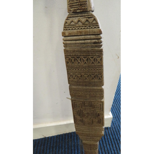 256 - Highly carved wooden implement possibly Polynesian