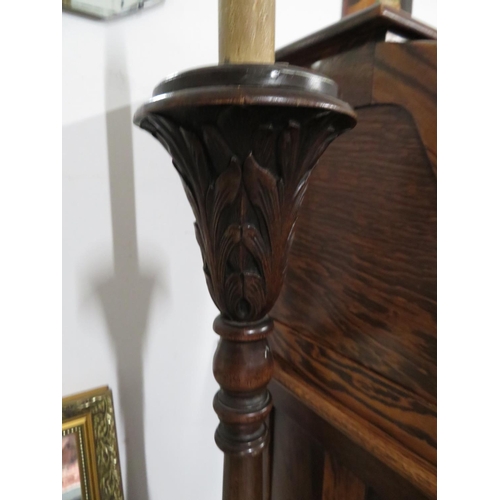 303 - Carved wooden standard lamp needs rewiring