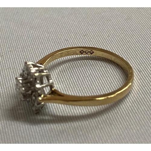 6 - 9ct gold and diamond cluster ring 2g