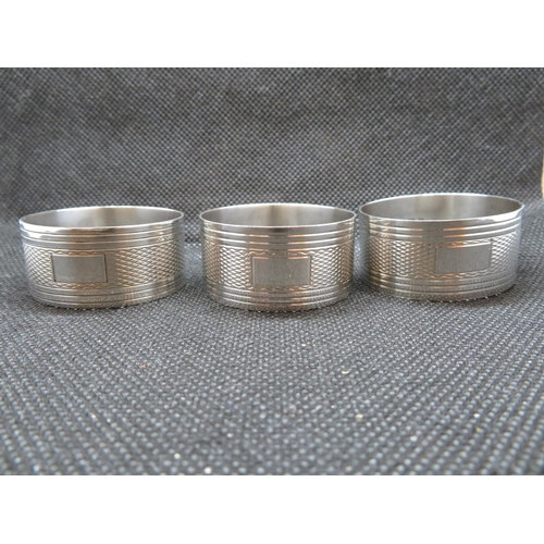 100 - Set of 3x silver napkin rings Birmingham 1956-57 John Rose 50g total weight