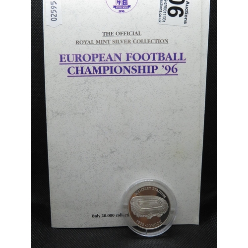 106 - 1996 European Football Championship Bobby Charlton silver proof coin